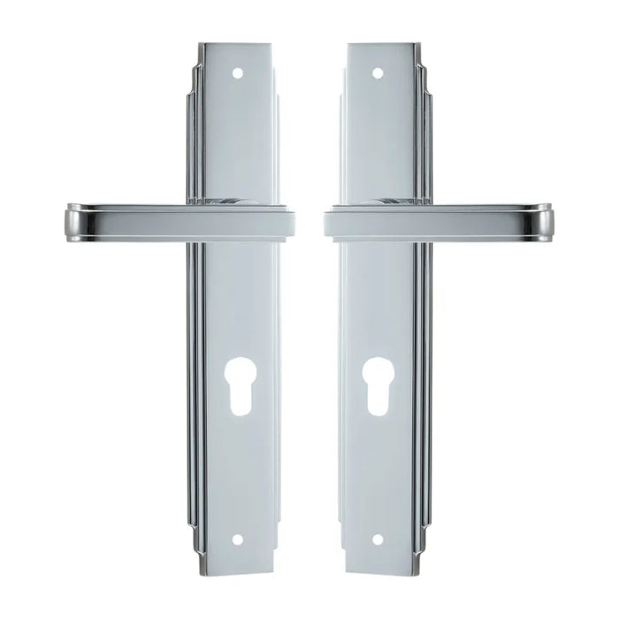 Luxurious PVD Gold and Chrome Double Lever Door Handle Set for Bedrooms and Bathrooms