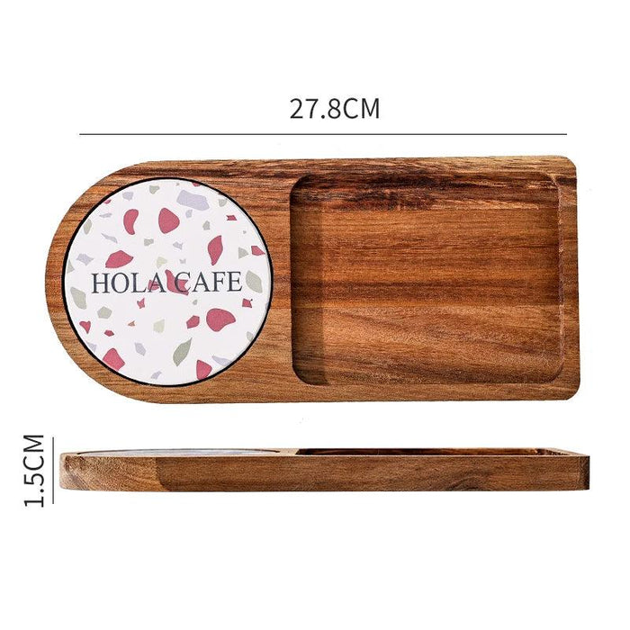 Charming Wooden Serving Tray for Elegant Tea and Snack Presentation