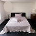 Queen Size 3-Piece Quilted Bedspread Set with Tree Leaves Motif and Pleated Trim - Soft Cotton Comfort