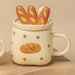 Bread Pattern White Porcelain Coffee Cup Set with Handle - Holiday Cheer Mug