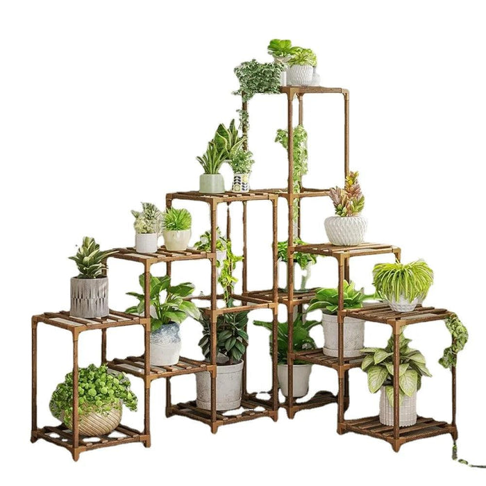 Eco-Friendly Multi-Tiered Wooden Plant Stand - Ideal for Indoor and Outdoor Decor