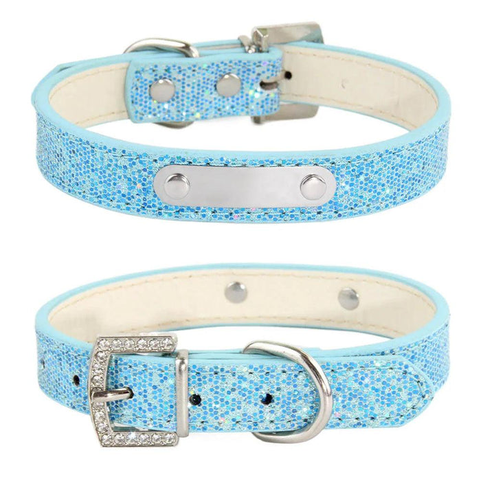 Glamorous Personalized Engraved Leather Dog Collar with Sparkling Accents