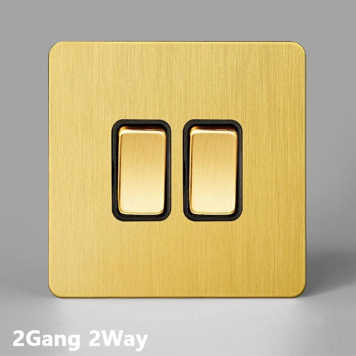 Luxurious Gold Dimmer Switch Set with USB Charging Port - Perfect for French/EU Plugs