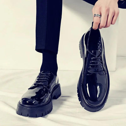 Sophisticated Black Patent Leather Oxford Shoes for Men