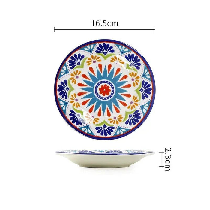 Hand-Painted 6.5-Inch European Ceramic Plates - Exquisite Salad and Fruit Dish for Home Dining