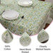 Blue-Green Floral Leaf Patterned Table Cover - Water-Resistant Dining Room Tablecloth