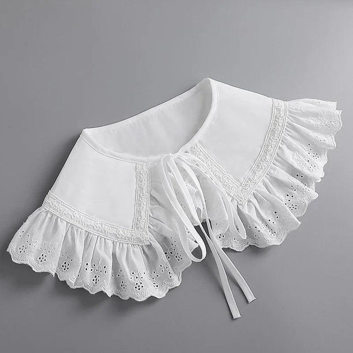 Embroidered Lace Detachable Collar for Women - Elegant White Shawl Accessory