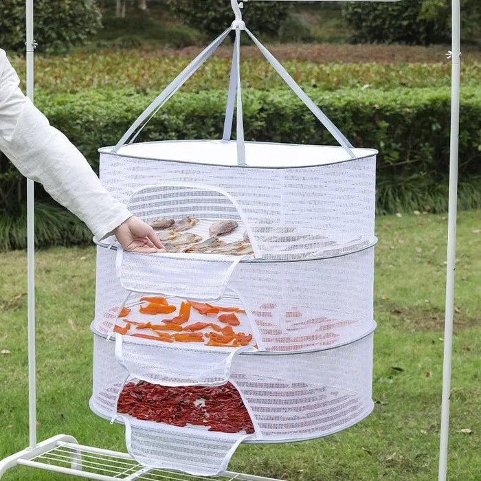 Grey Multi-Layer Mesh Drying Net - Perfect for Vegetables, Laundry, and More