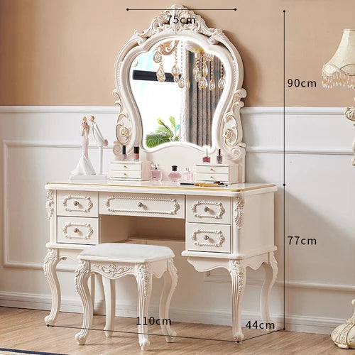 Chic European Minimalist Makeup Vanity Table