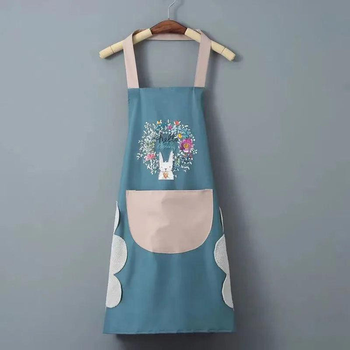 Chic Waterproof Apron for Culinary and Gardening Mastery - Adjustable Cotton-Linen Blend