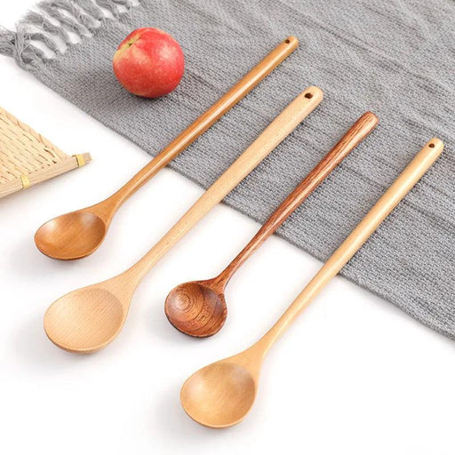 Elegant Wooden Cooking & Serving Spoons Set - Essential Utensils for Every Kitchen