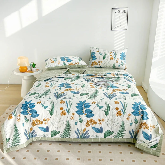 Dinosaur Delight Summer Quilt for Kids - Fun Floral Patterns for Boys' Room Decor