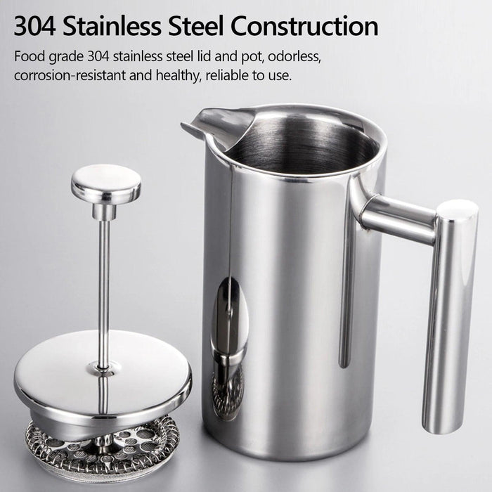 Deluxe Insulated Stainless Steel French Press - Three Sizes: 350ml, 800ml, and 1000ml