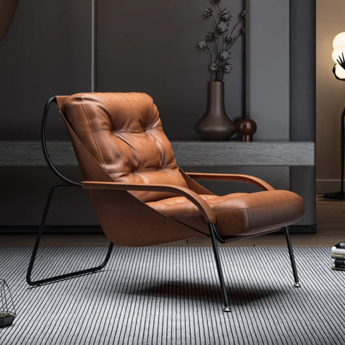 Elegant Moroccan Leather Lounge Chair - The Pinnacle of Comfort and Design