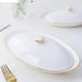 Sophisticated Ceramic Oval Platter for Seafood Serving with Lid