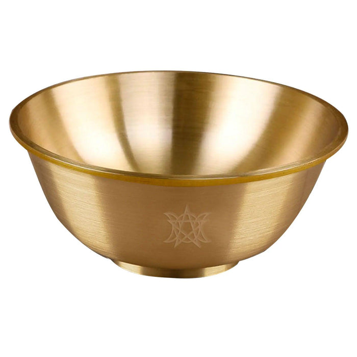 Mystical Copper Altar Bowl with Triple Moon and Pentacle Engravings for Spiritual Rituals