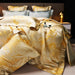 Luxurious Golden Jacquard Satin Bedding Set - 4-Piece Black Duvet & Egyptian Cotton Sheets