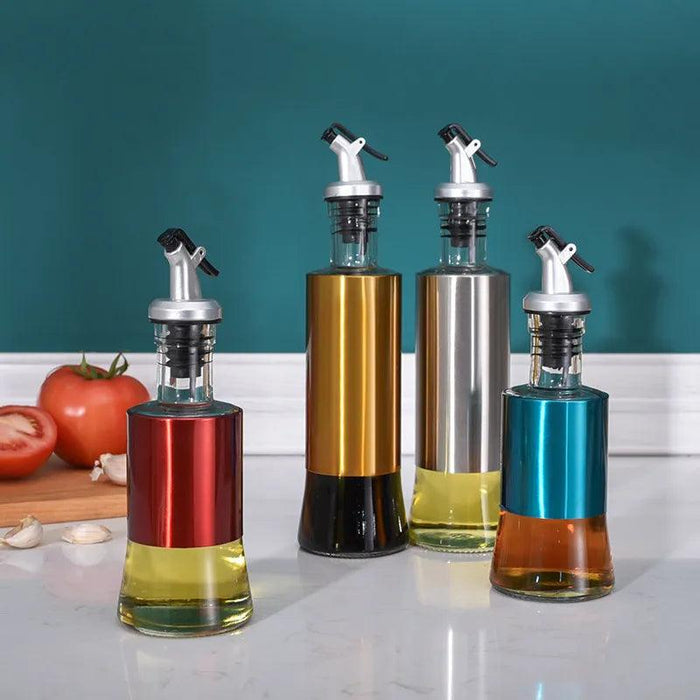 Chic Stainless Steel Oil Dispensing and Spice Jar Ensemble - Transform Your Cooking Journey