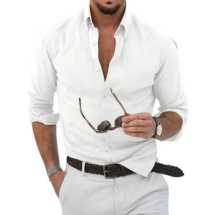 Men's Elegant Lightweight Linen Shirt – Essential Long Sleeve for Summer Beach Style