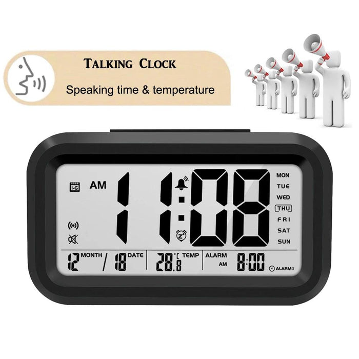 Digital Talking Alarm Clock with Temperature Display and Snooze Function for Kids