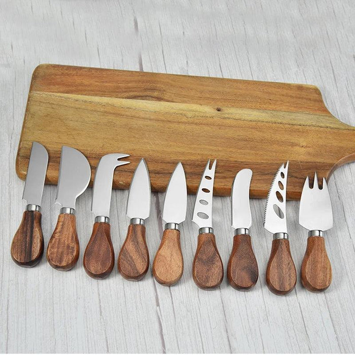 Elegant Acacia Wood Handled Stainless Steel Cheese Knife Set – Perfect for Charcuterie and Spreading Butter