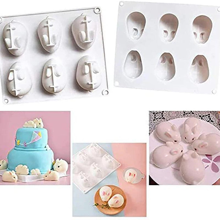 Multi-Cavity Silicone Bunny Molds for Chocolate, Cake, and Dessert Baking - Perfect for Easter Treats and DIY Projects