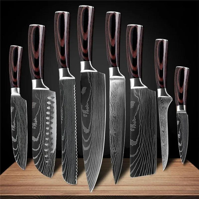 Exquisite Damascus Steel Chef Knife Collection - 1-10Pcs Japanese Santoku and Utility Knives for Culinary Excellence