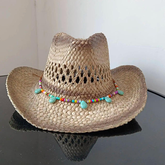 Lake Blue Western Cowboy Straw Hat Unisex with Adjustable Size