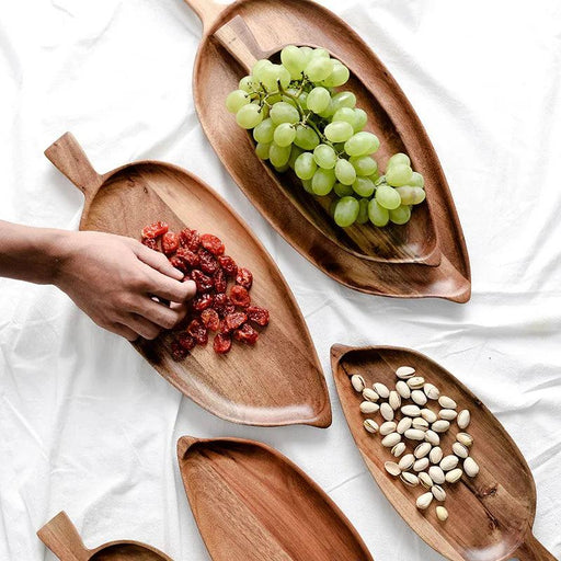 Elegant Acacia Wood Serving Tray & Cutlery Organizer for Sushi and Steak