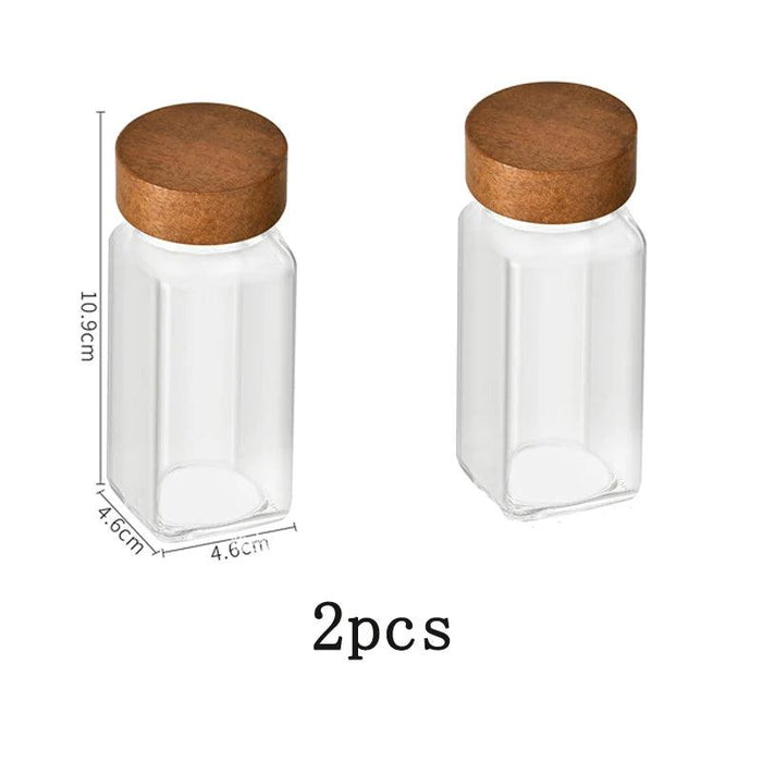 Elegant 40oz Moisture-Proof Square Glass Spice Container with Acacia Wood Lid