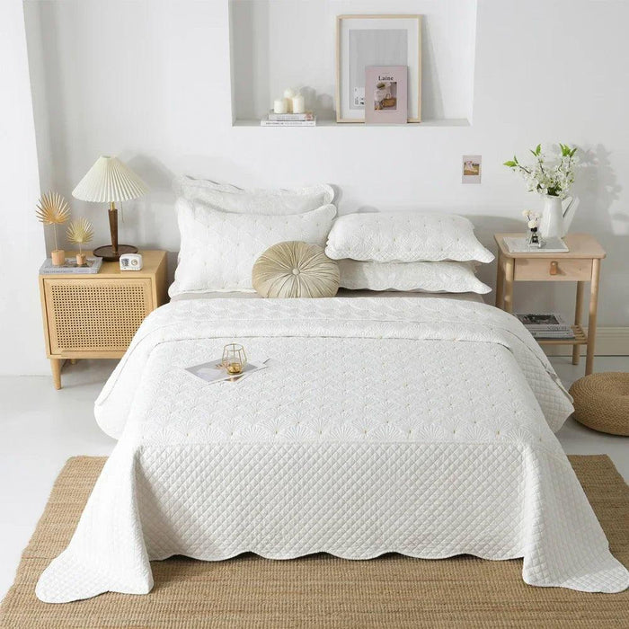 Elegant Euro-Style Embroidered Bedspread Set with Premium Cotton Filling - Versatile Summer Blanket and Mattress Cover