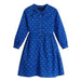 Girls' Long Sleeve Polka Dot Cotton Flare Dress - Stylish Blue Casual & Formal Wear for Kids