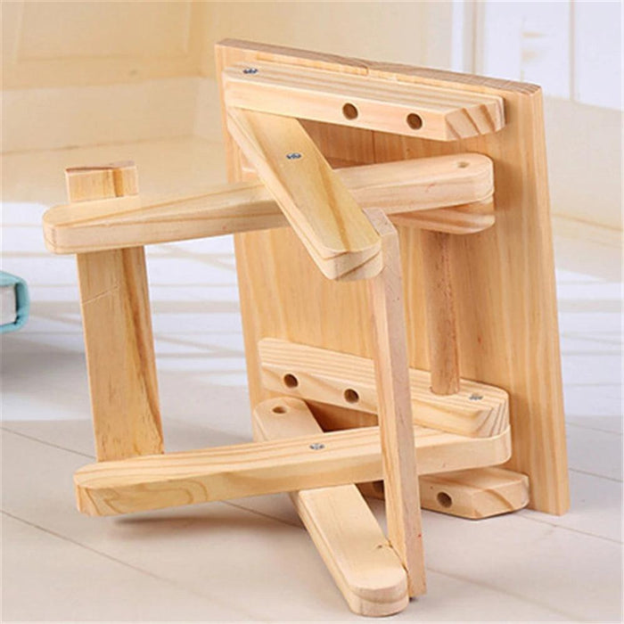 Children's Compact Folding Wooden Step Stool - Perfect for Outdoor Fun and Practical Seating