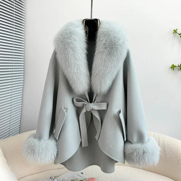 Chic Korean Fox Fur Cape: A Stylish Winter Essential for Women