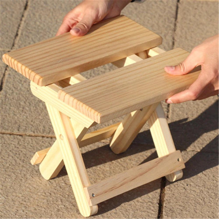 Children's Compact Folding Wooden Step Stool - Perfect for Outdoor Fun and Practical Seating