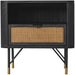 Saratoga Black Acacia Nightstand with Rattan Accents