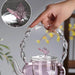 Elegant 700ml Clear Pink Iris Pyrex Teapot - The Perfect Addition to Your Tea Ceremony