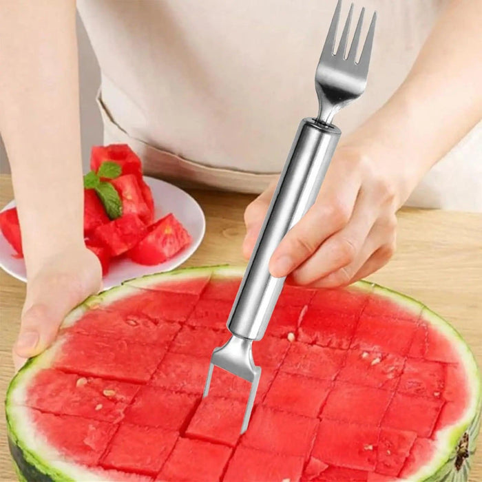 2-in-1 Stainless Steel Watermelon Cutter and Serving Fork