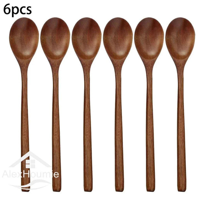 6-Piece Sustainable Bamboo Kitchen Utensil Set with Tree Paint Finish