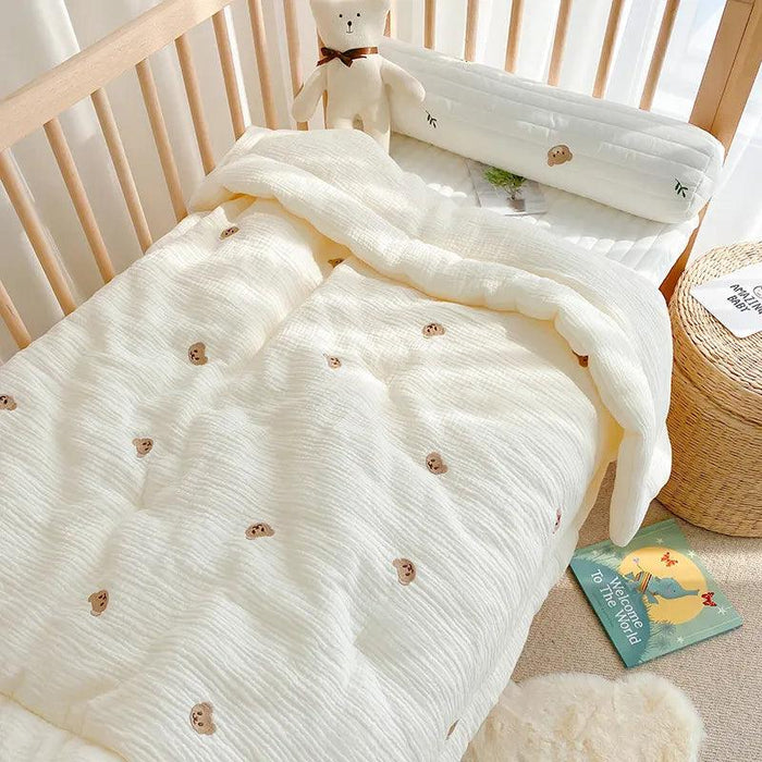 Charming Kawaii Bear Soft Cotton Baby Blanket Set - Ideal for Infants