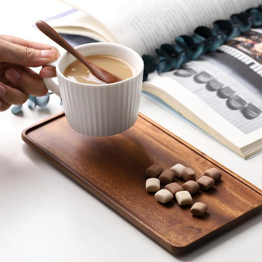 Handcrafted Acacia Wood Rectangle Serving Tray - Elegant Food and Snack Holder for Home and Hospitality