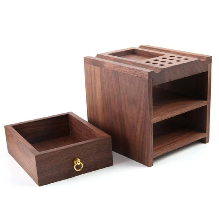 Elegant Walnut Craft Tool Organizer for Leather and Iron Projects