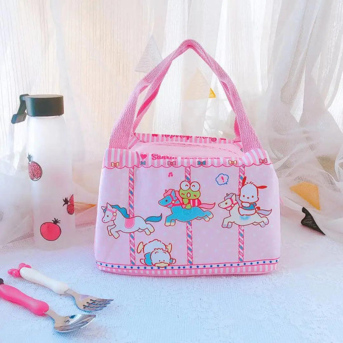 Sanrio Character Cozy Lunch Bag - Cute Insulated Tote Featuring Keroppi, My Melody & Badtz Maru for School and Office