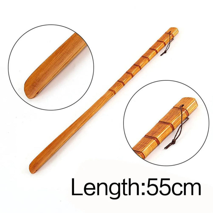 Stylish Long-Handled Wooden Shoe Horn - Versatile 32/38/55cm Shoe Lifter for Effortless Wear