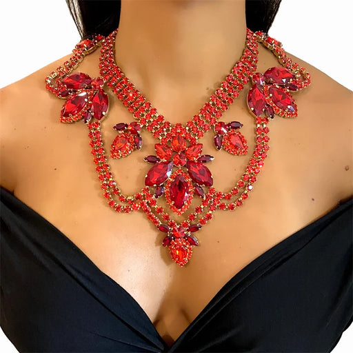 Sparkling Rhinestone Necklace and Earrings Set - Luxe Fashion Jewelry Collection