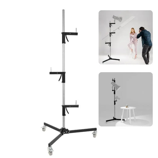 Gun Handle Studio Light Stand with Wheels and Folding Tripod - LED Softbox COB Light Support