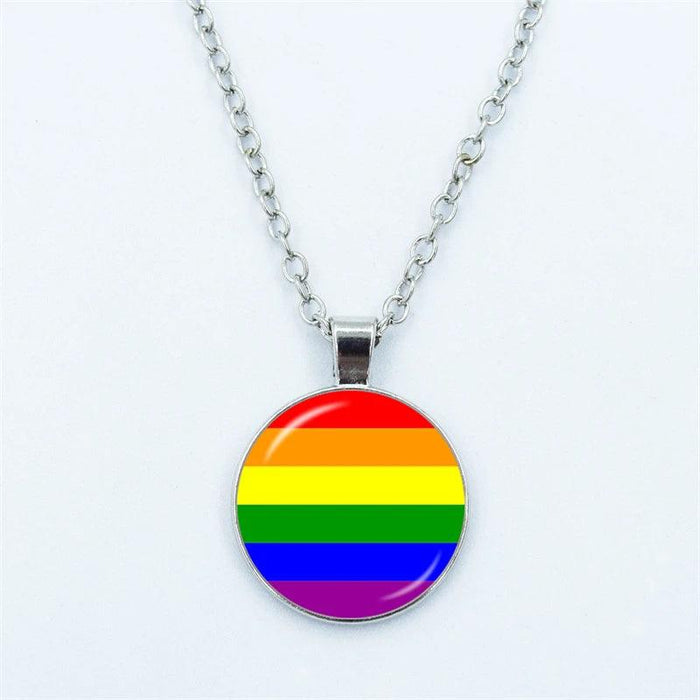 Vibrant Customizable Rainbow Glass Pendant Necklace for Love and Pride Celebration