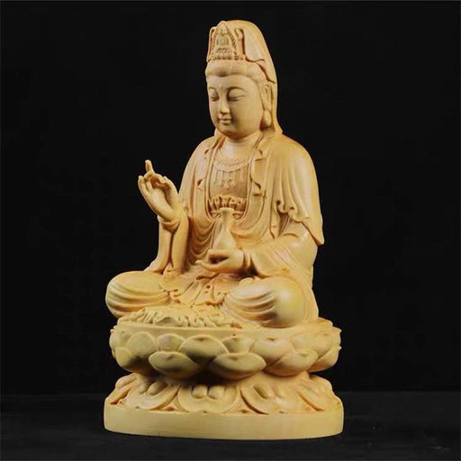 Exquisite Handcrafted Guanyin Bodhisattva Wooden Statue - Tranquil Home and Meditation Decor