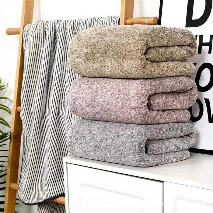 Plush Bamboo Charcoal Coral Velvet Bath Towels - Ultra-Soft, Quick-Drying Microfiber Sets for Adult Relaxation and Home Use