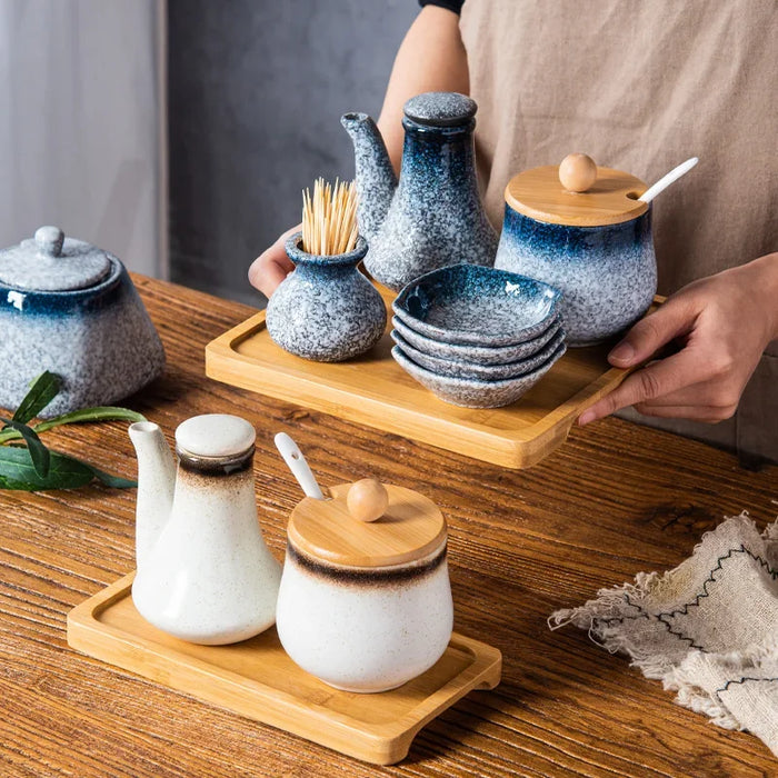 Japanese Ceramic Seasoning Set for Elevated Culinary Experiences